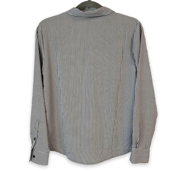 H&M Long Sleeved Back And White Striped Blouse Top - Picture 5 of 6